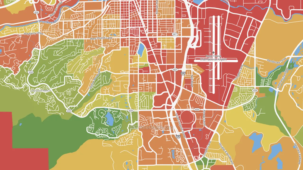South Central, Reno, NV Map of Robbery Rates
