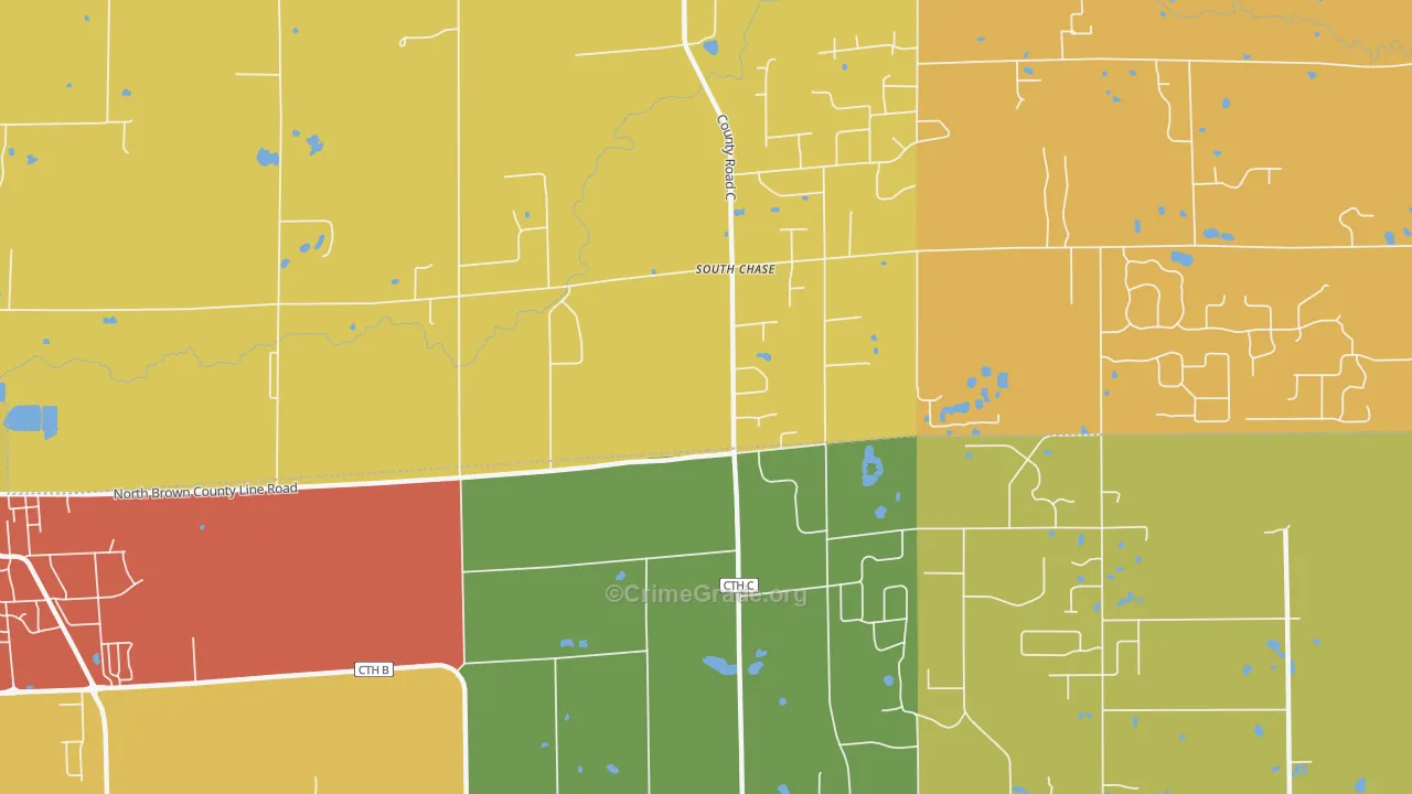 South Chase, WI Map of Robbery Rates