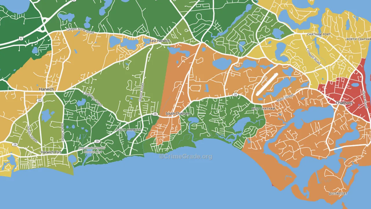 South Chatham, MA Map of Robbery Rates