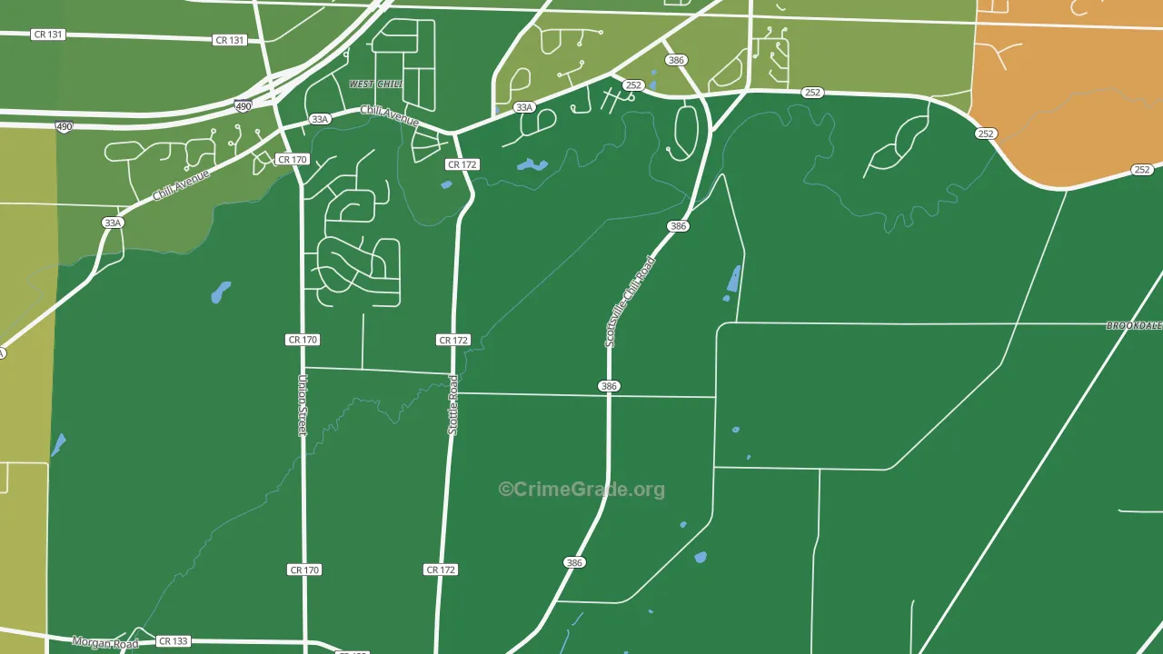 South Chili, NY Map of Robbery Rates