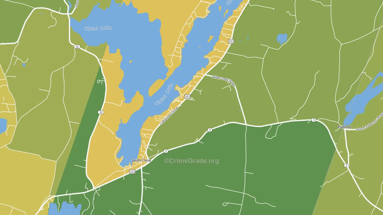 South China, ME Map of Robbery Rates