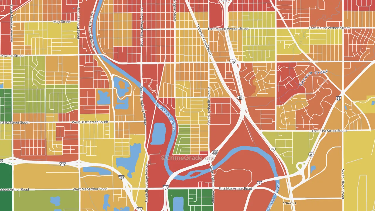South City Community, Wichita, KS Map of Robbery Rates