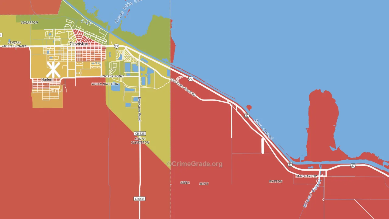 South Clewiston, FL Map of Robbery Rates