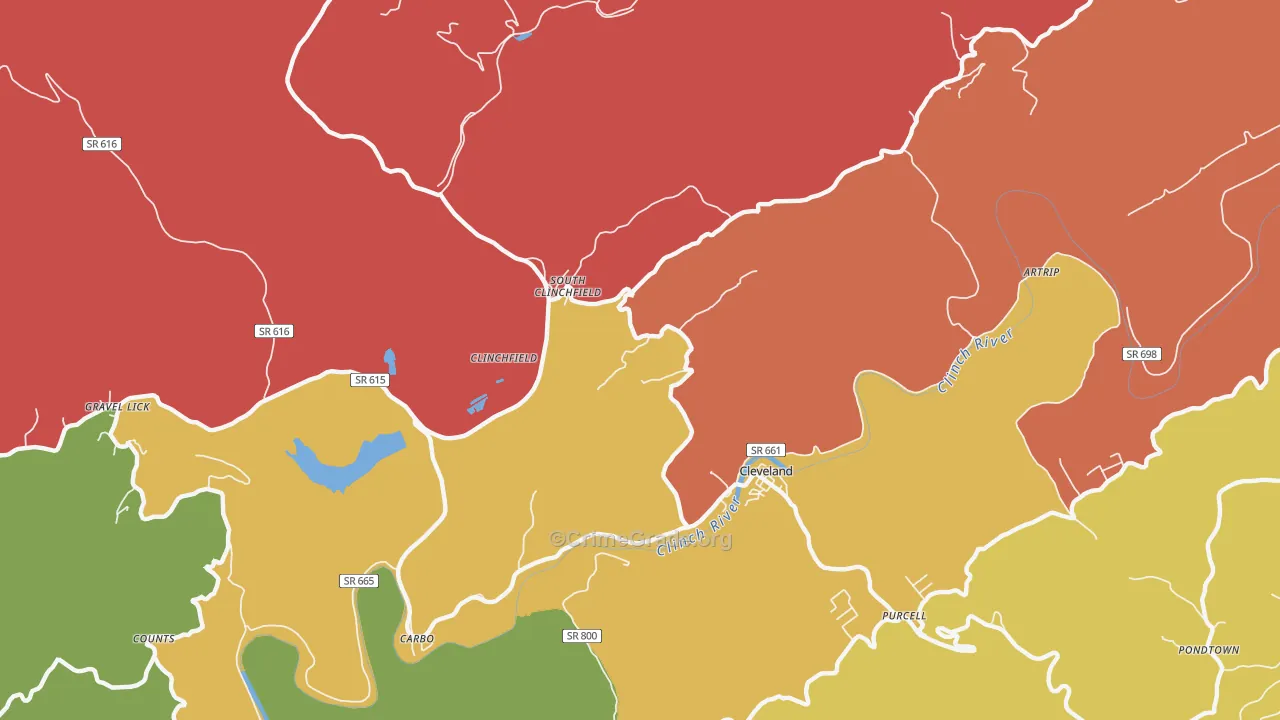 South Clinchfield, VA Map of Robbery Rates