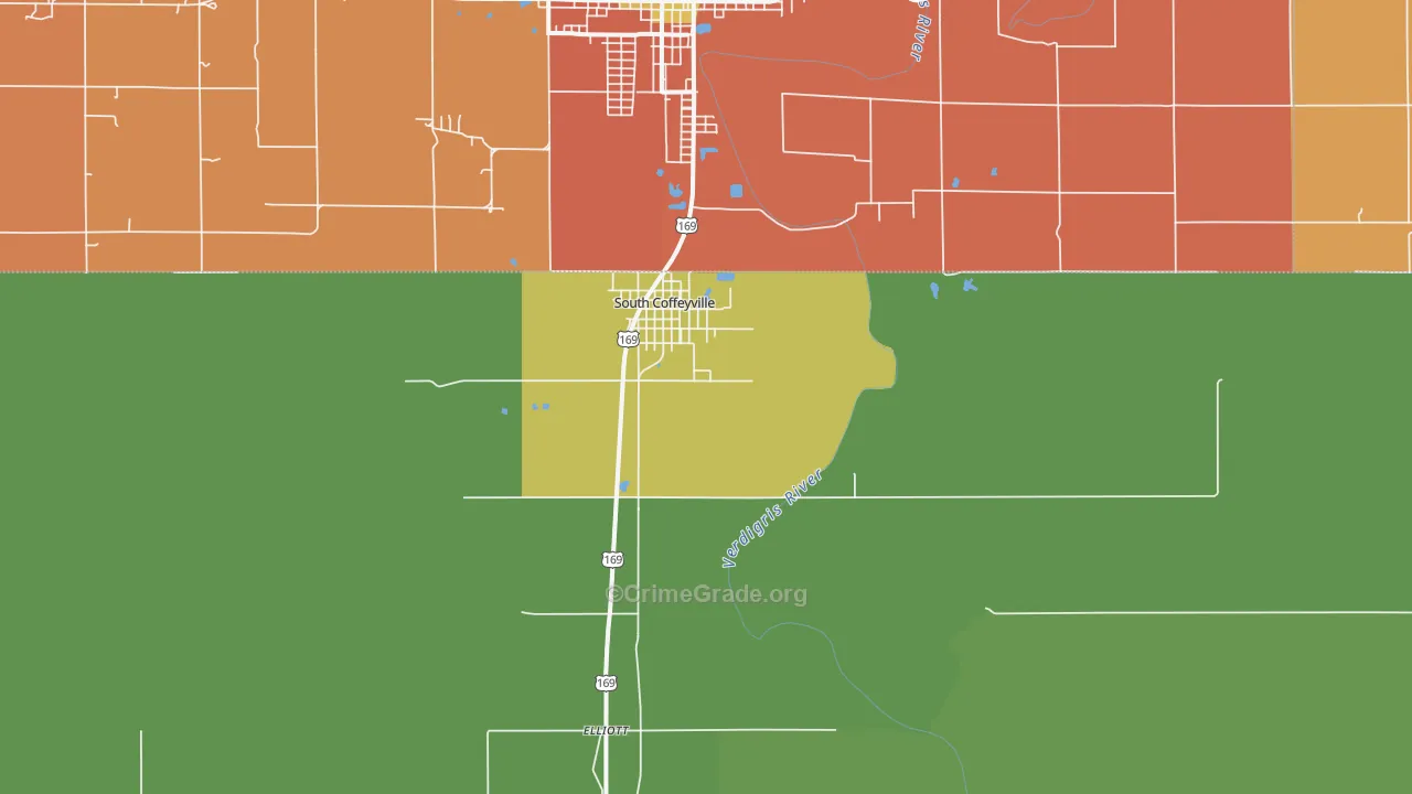 South Coffeyville, OK Map of Robbery Rates