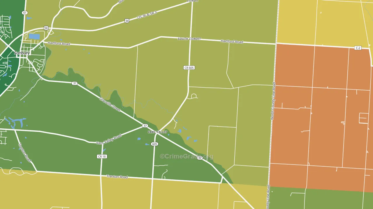 South Condit, OH Map of Robbery Rates