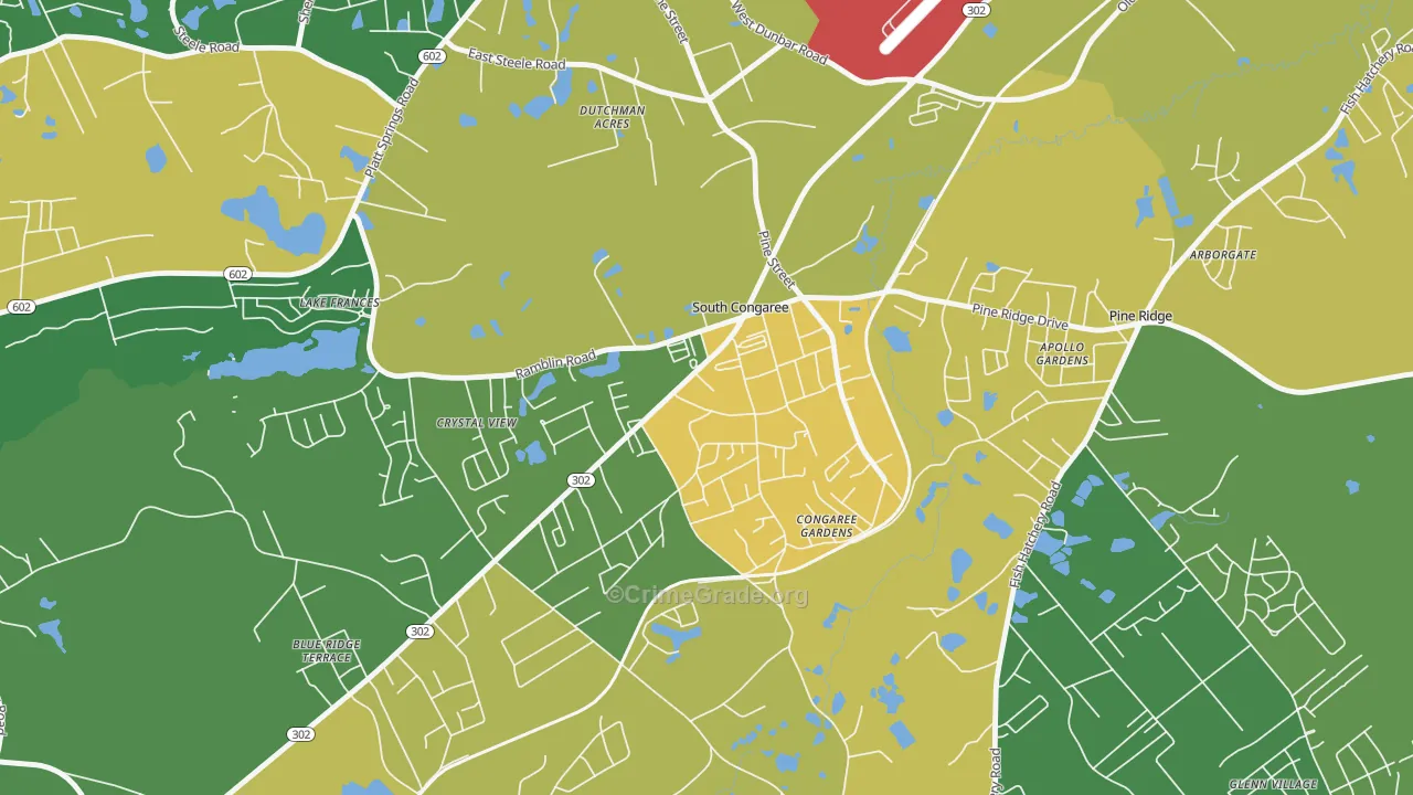 South Congaree, SC Map of Robbery Rates