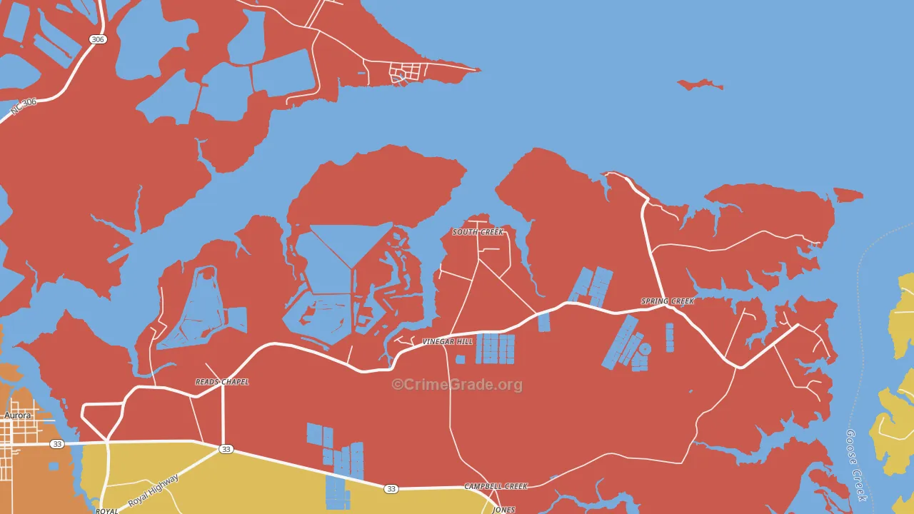South Creek, NC Map of Robbery Rates