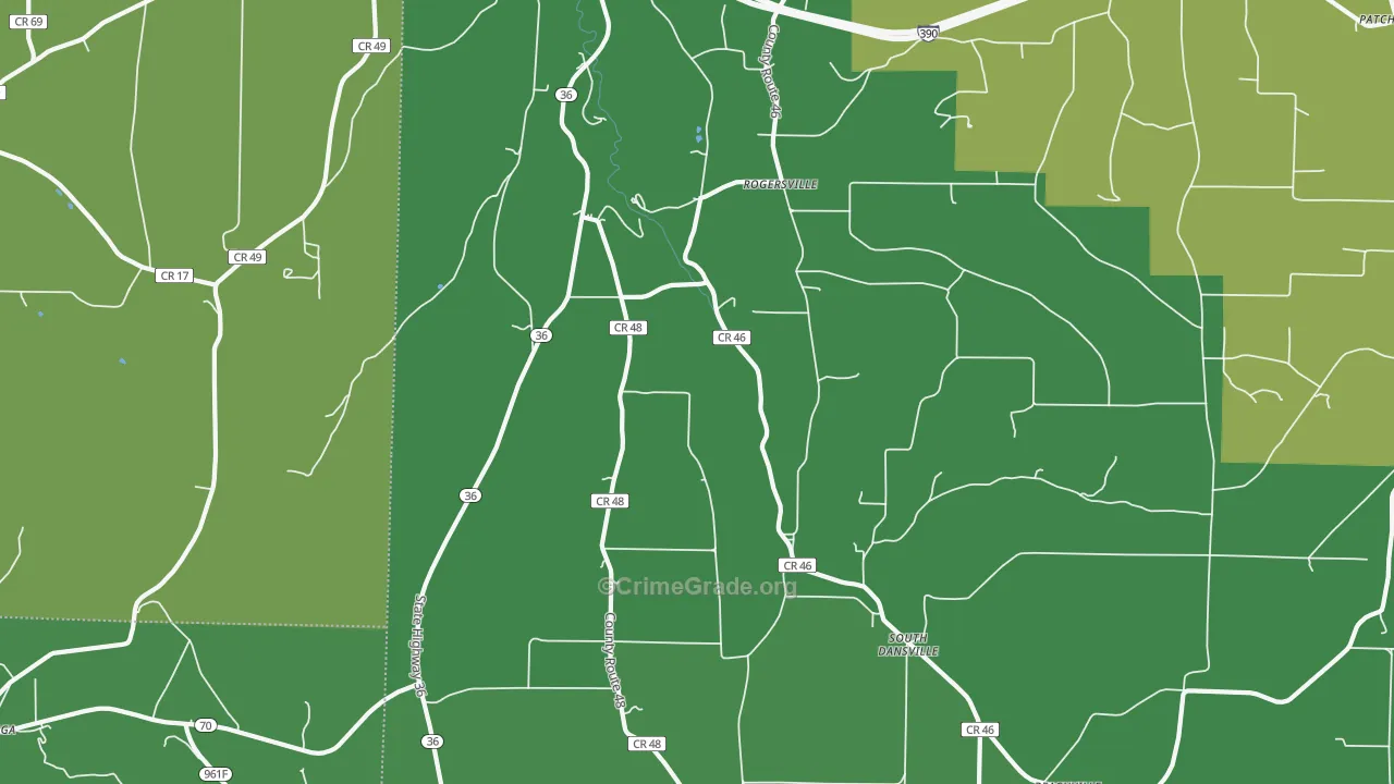 South Dansville, NY Map of Robbery Rates