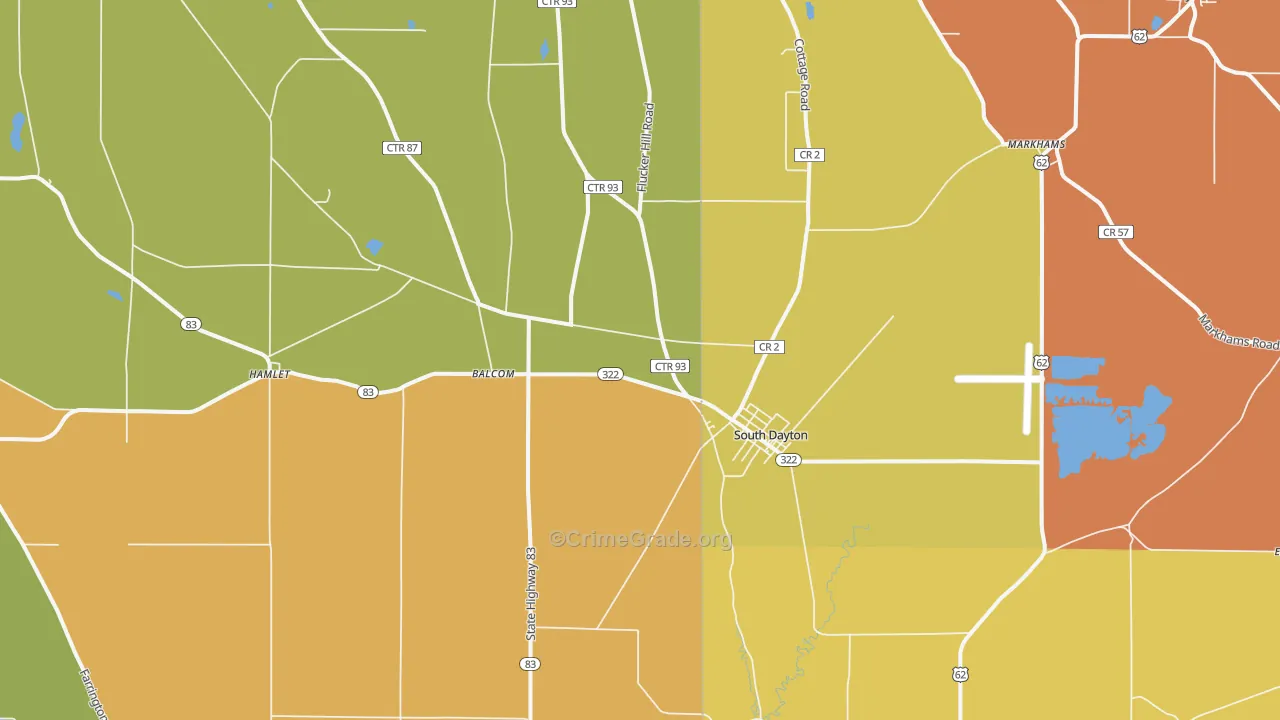 South Dayton, NY Map of Robbery Rates
