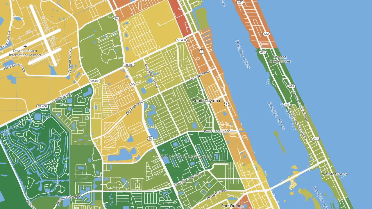 South Daytona, FL Map of Robbery Rates