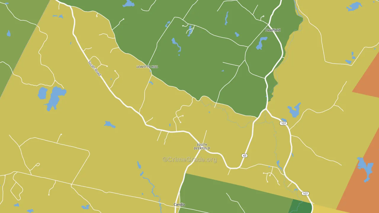 South Deerfield, NH Map of Robbery Rates
