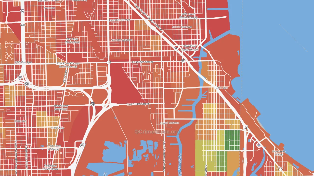 South Deering, Chicago, IL Map of Robbery Rates