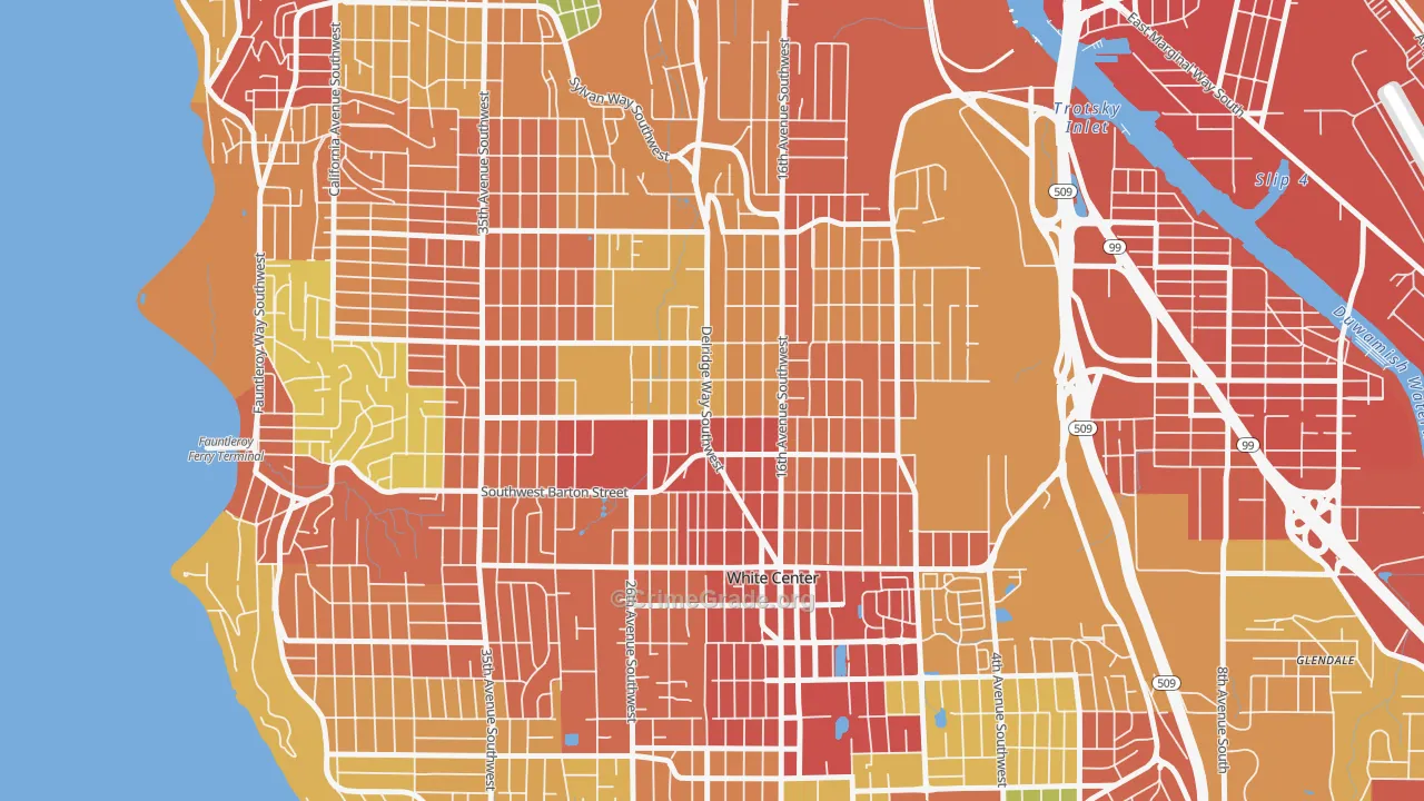 South Delridge, Seattle, WA Map of Robbery Rates