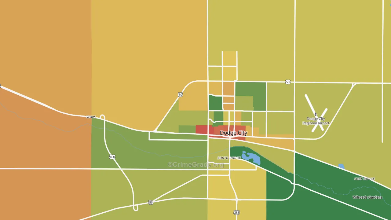 South Dodge, KS Map of Robbery Rates
