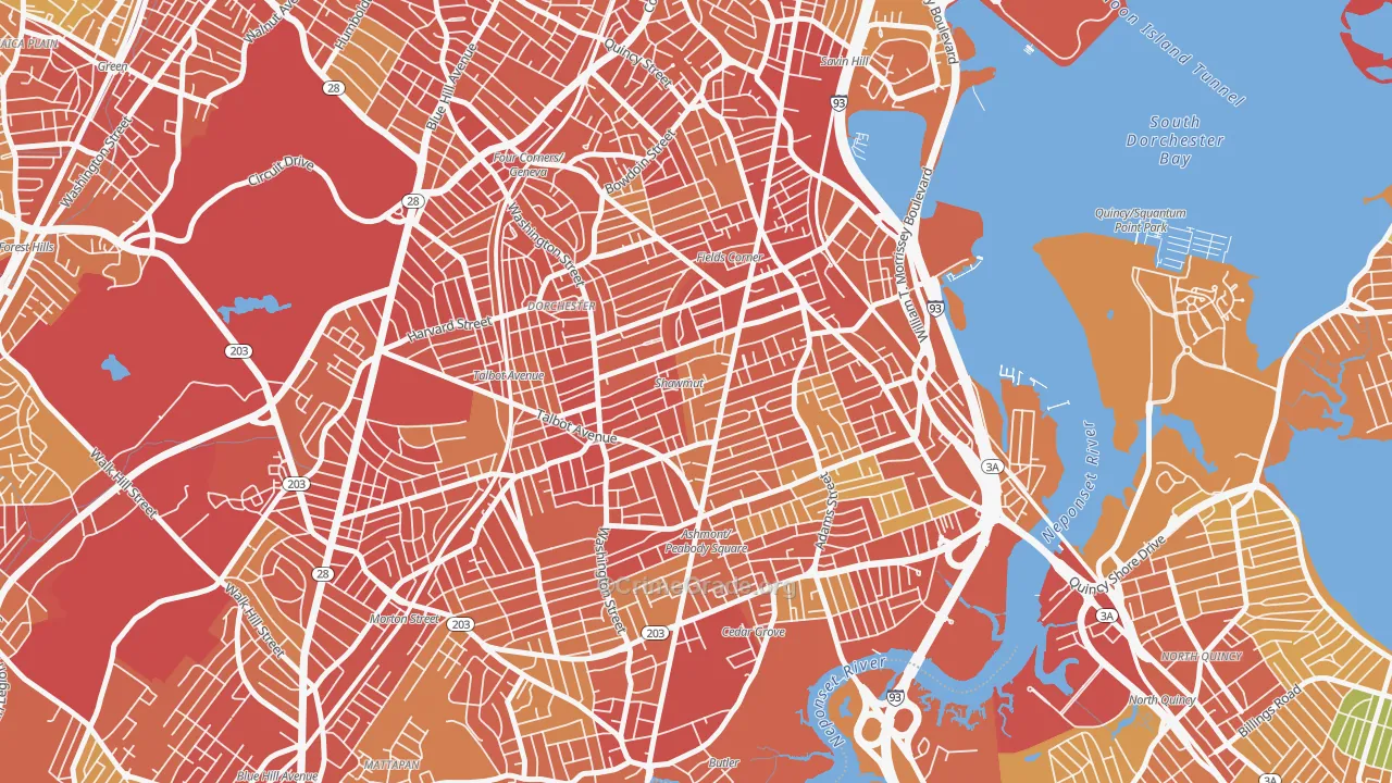 South Dorchester, Boston, MA Map of Robbery Rates