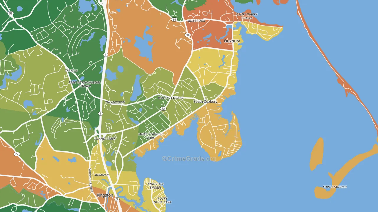South Duxbury, Duxbury, MA Map of Robbery Rates