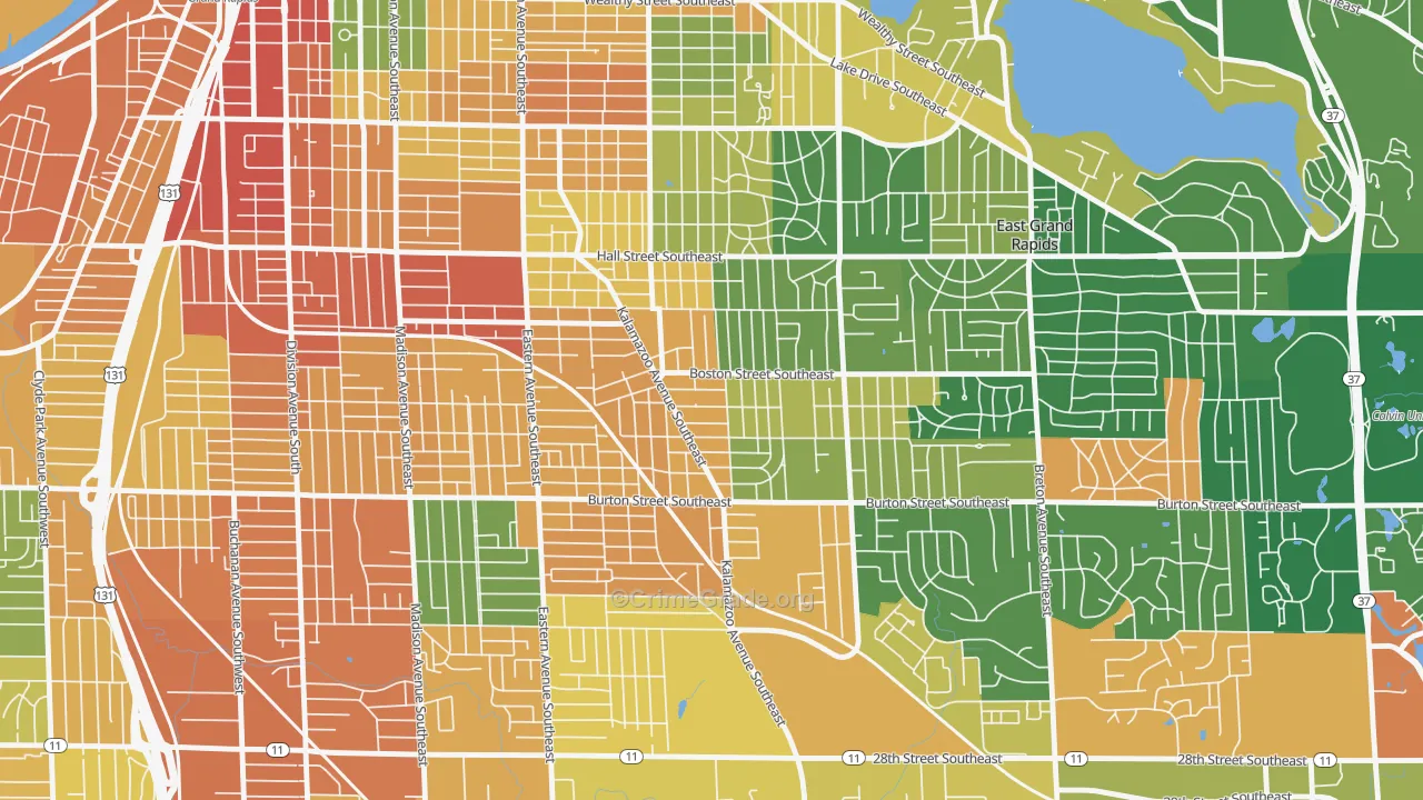 South East End, Grand Rapids, MI Map of Robbery Rates