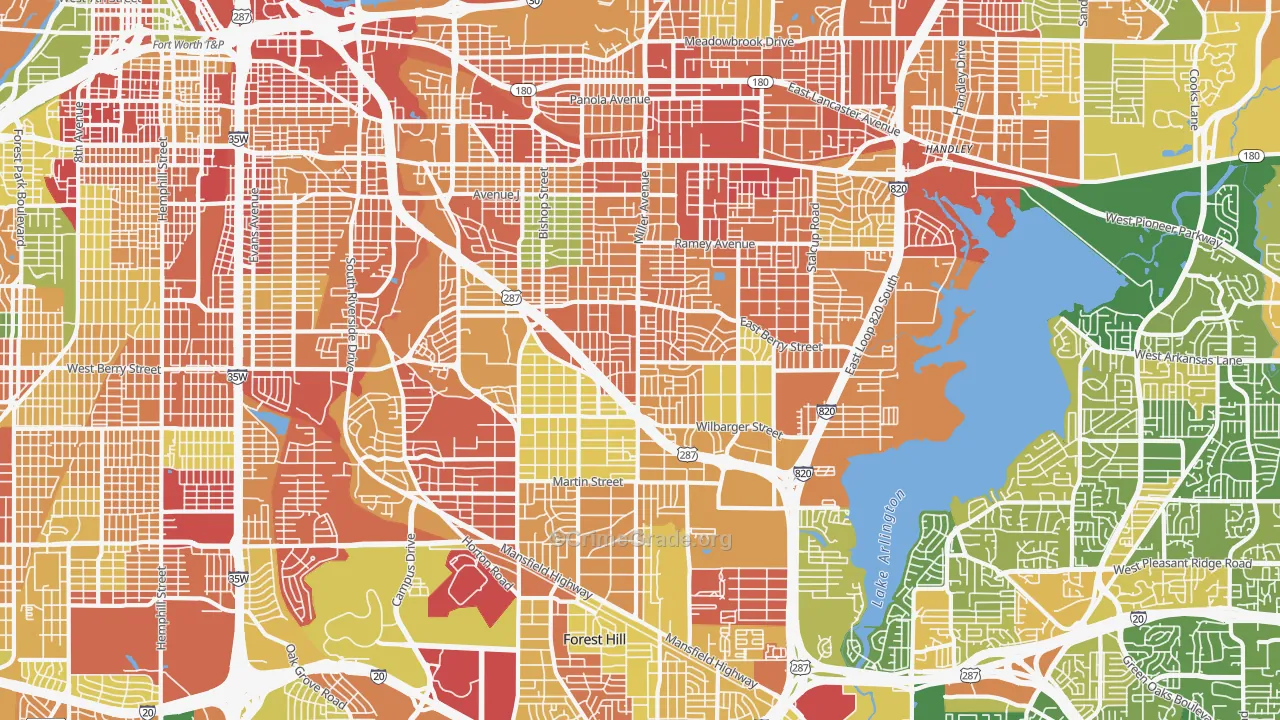 South East, Fort Worth, TX Map of Robbery Rates