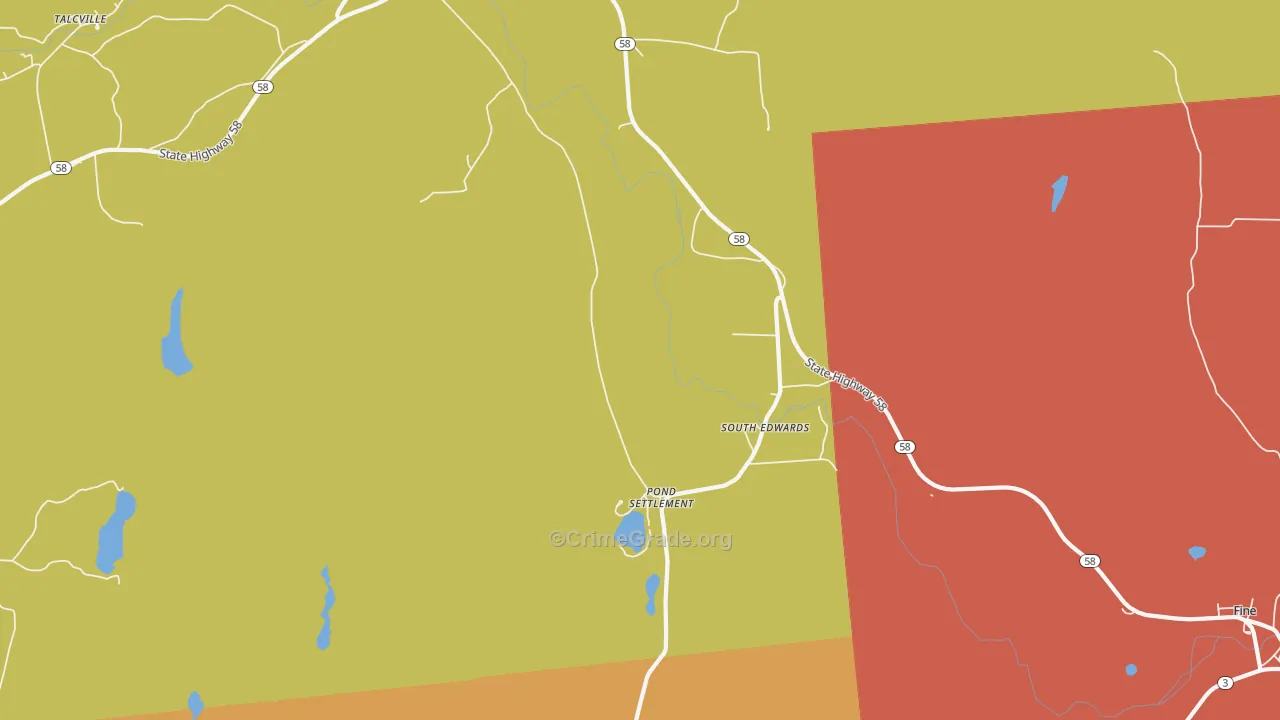 South Edwards, NY Map of Robbery Rates