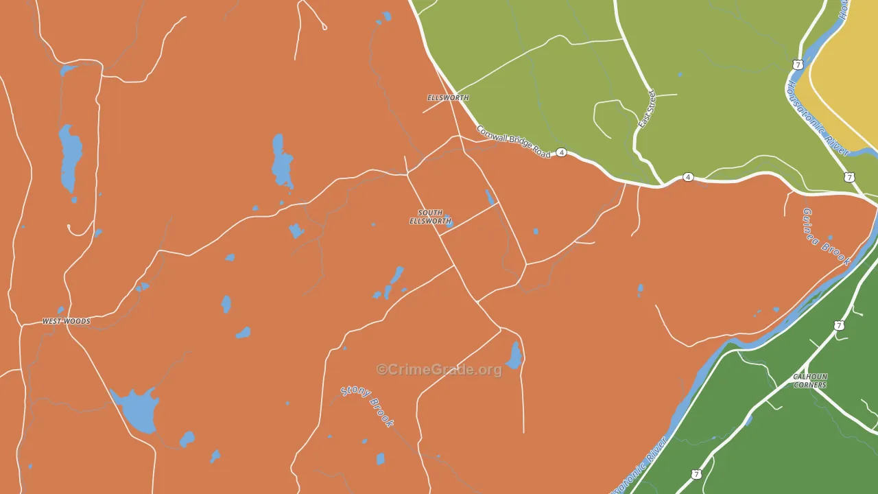 South Ellsworth, CT Map of Robbery Rates