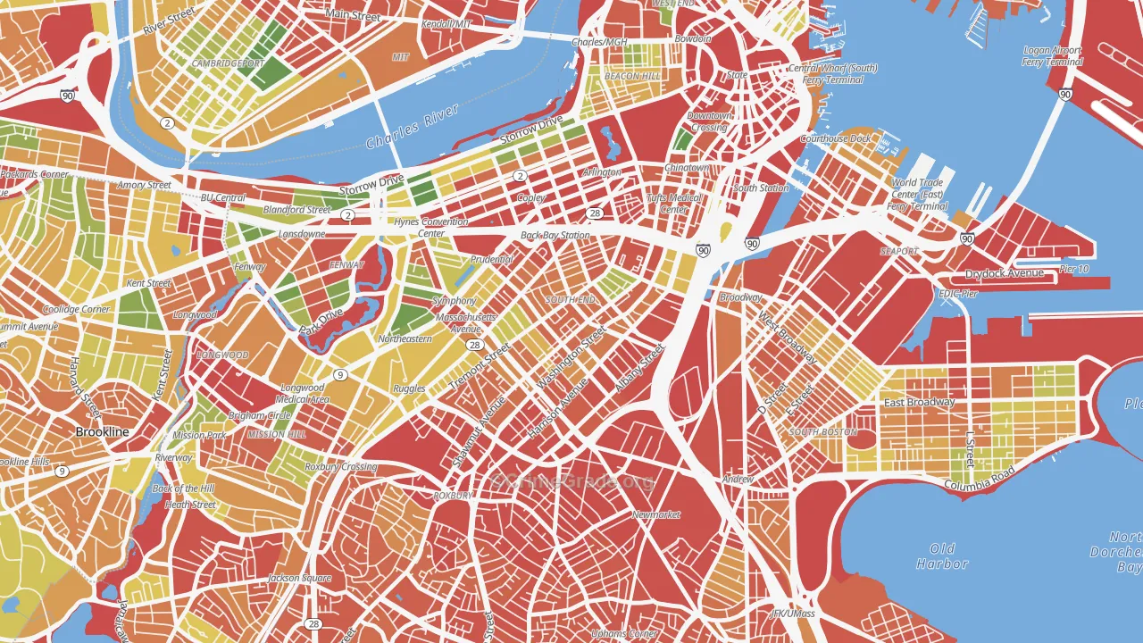 South End, Boston, MA Map of Robbery Rates