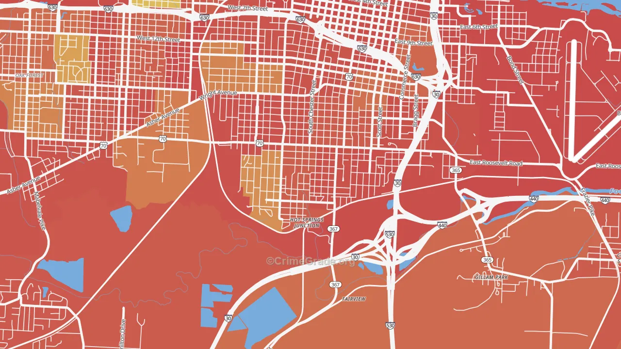 South End, Little Rock, AR Map of Robbery Rates