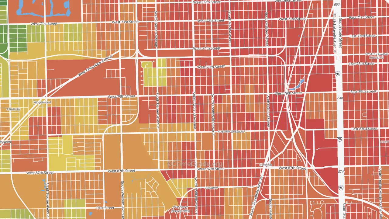 South Englewood, Chicago, IL Map of Robbery Rates