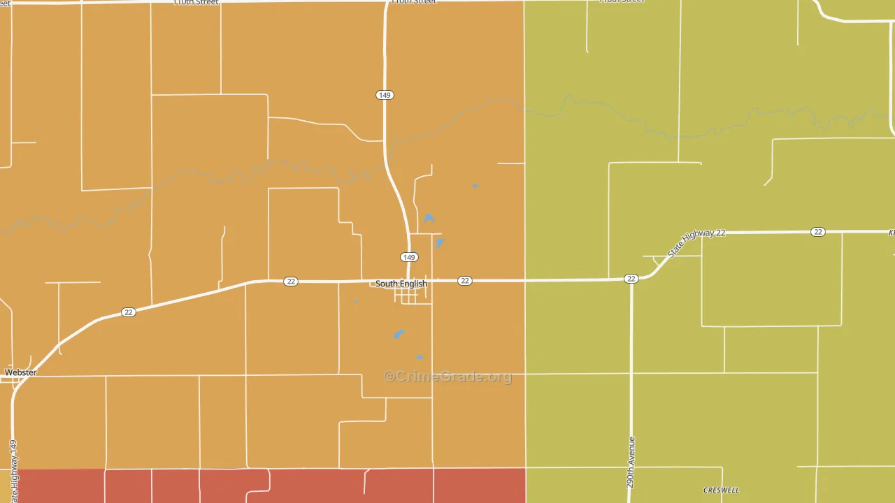 South English, IA Map of Robbery Rates