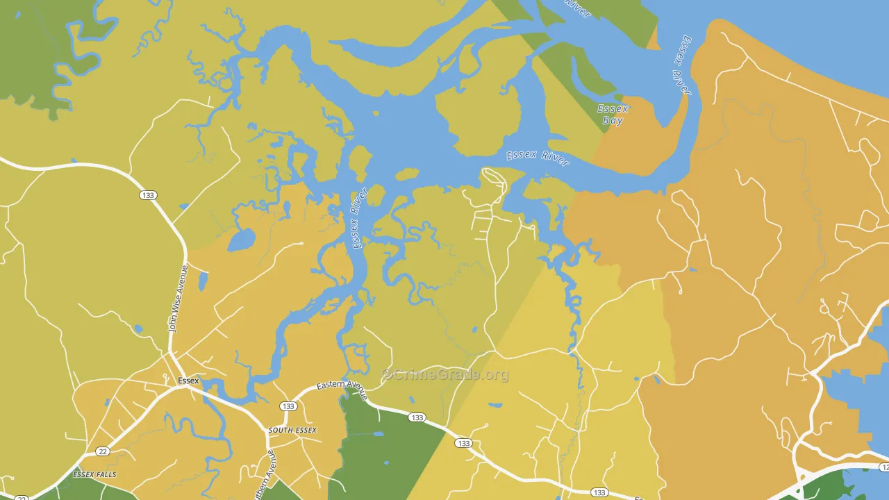 South Essex, MA Map of Robbery Rates
