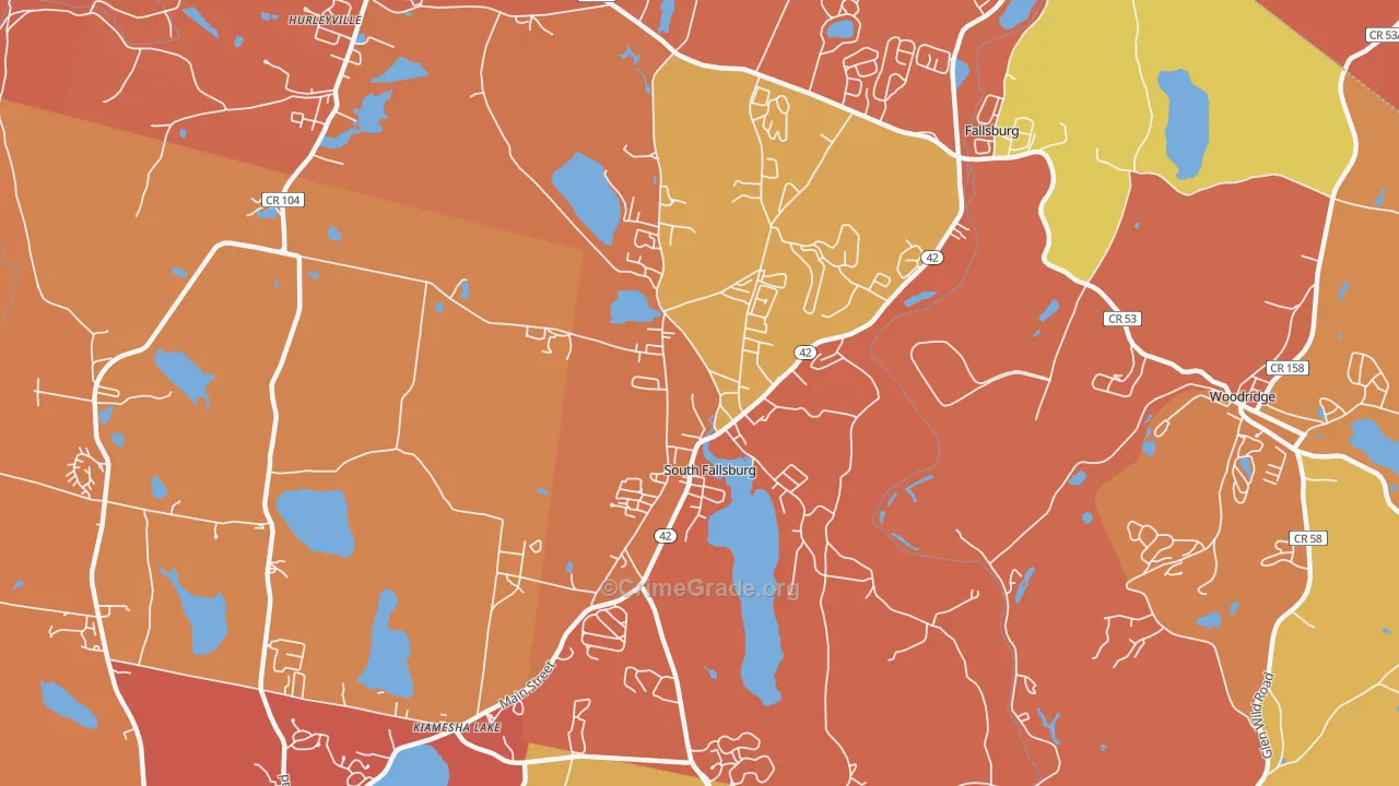 South Fallsburg, NY Map of Robbery Rates