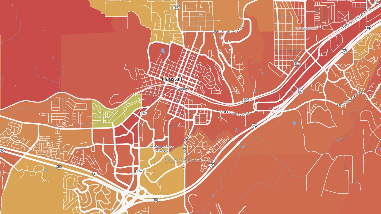 South Flagstaff, Flagstaff, AZ Map of Robbery Rates