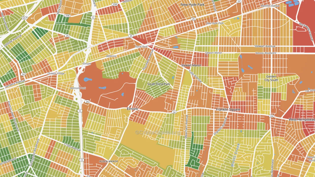 South Floral Park, NY Map of Robbery Rates
