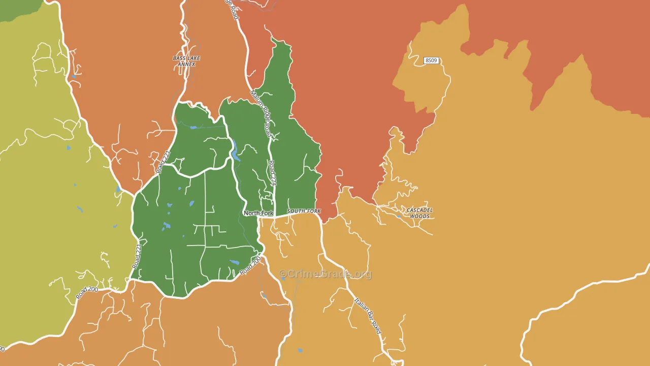South Fork, CA Map of Robbery Rates
