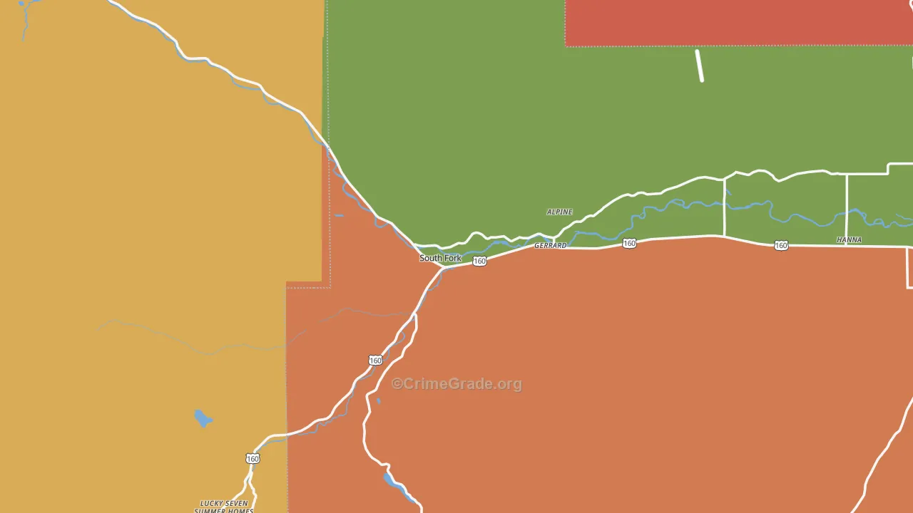 South Fork, CO Map of Robbery Rates