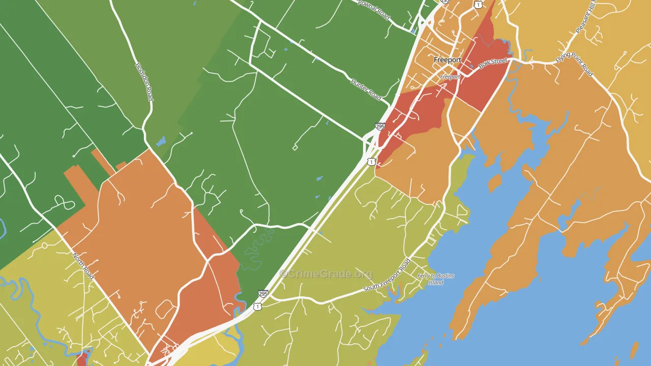 South Freeport, ME Map of Robbery Rates