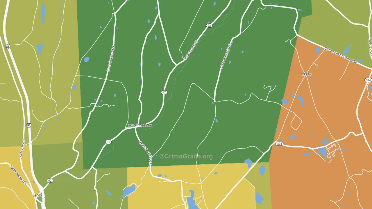 South Gibson, PA Map of Robbery Rates
