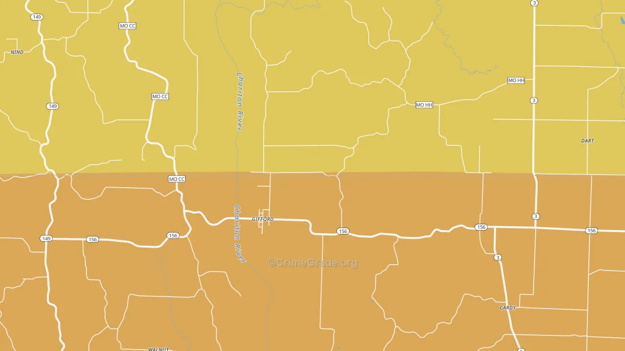 South Gifford, MO Map of Robbery Rates