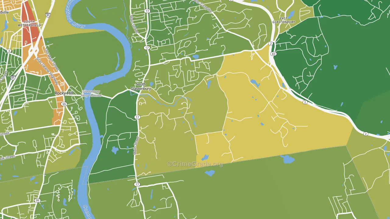 South Glastonbury, CT Map of Robbery Rates