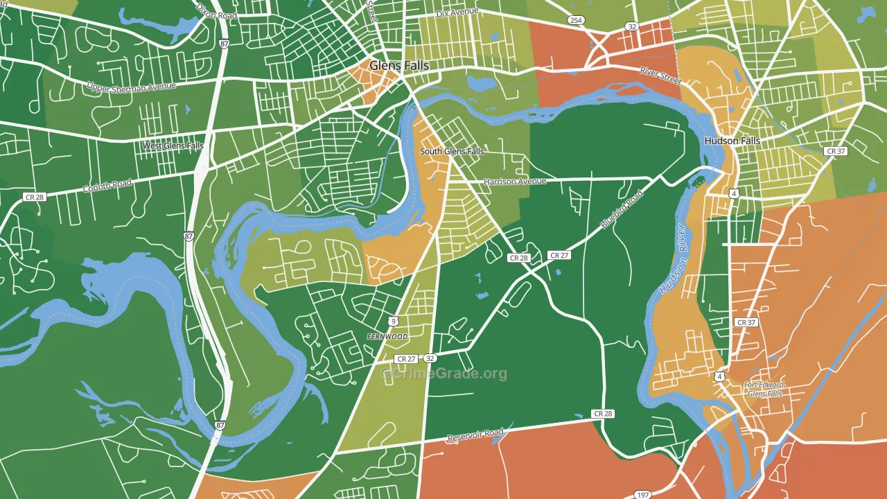 South Glens Falls, NY Map of Robbery Rates