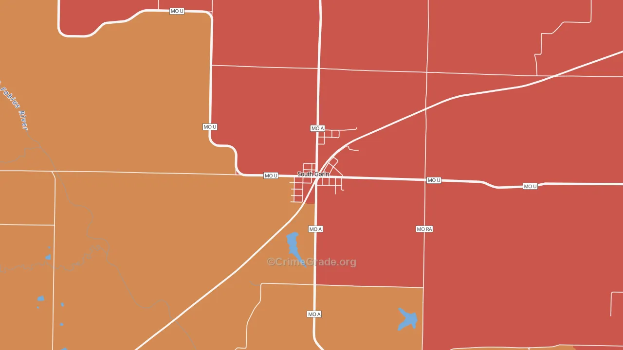 South Gorin, MO Map of Robbery Rates