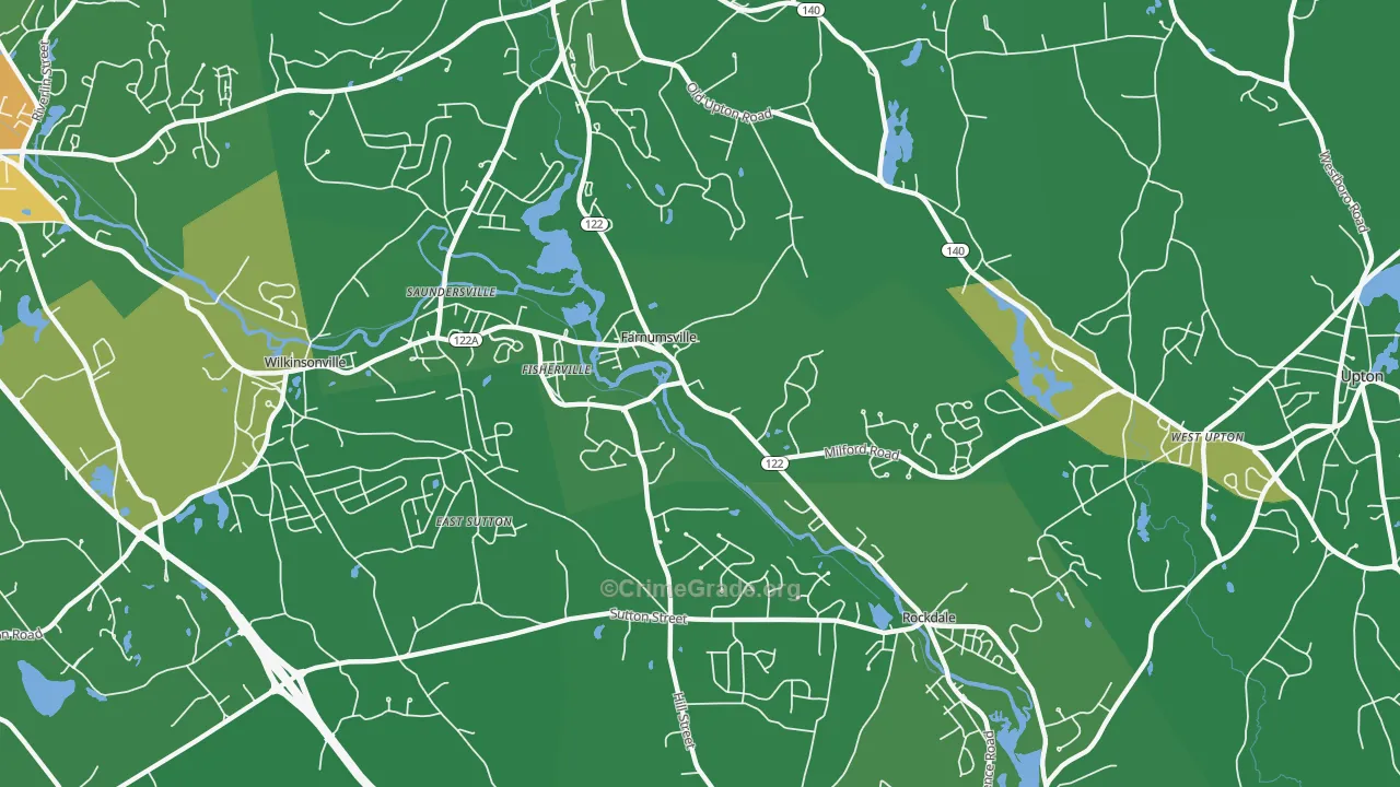 South Grafton, MA Map of Robbery Rates