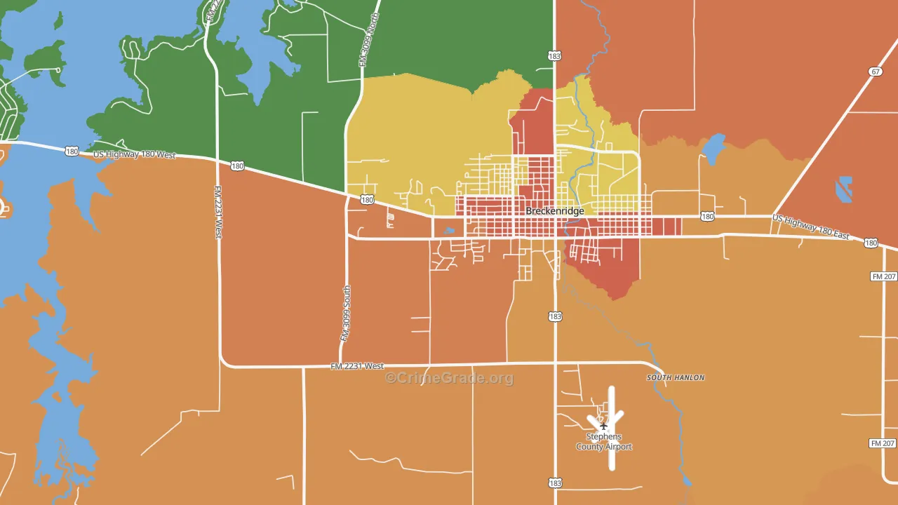 South Hanlon, TX Map of Robbery Rates