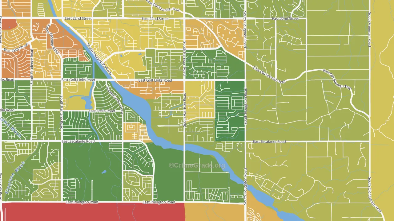 South Harrison, Tucson, AZ Map of Robbery Rates
