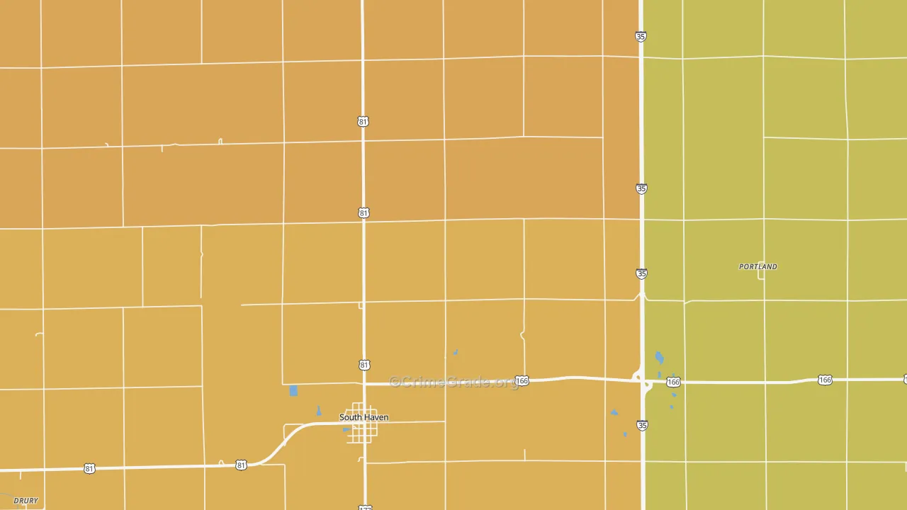 South Haven, KS Map of Robbery Rates