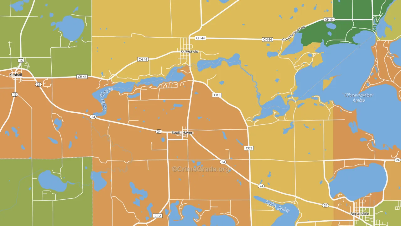 South Haven, MN Map of Robbery Rates