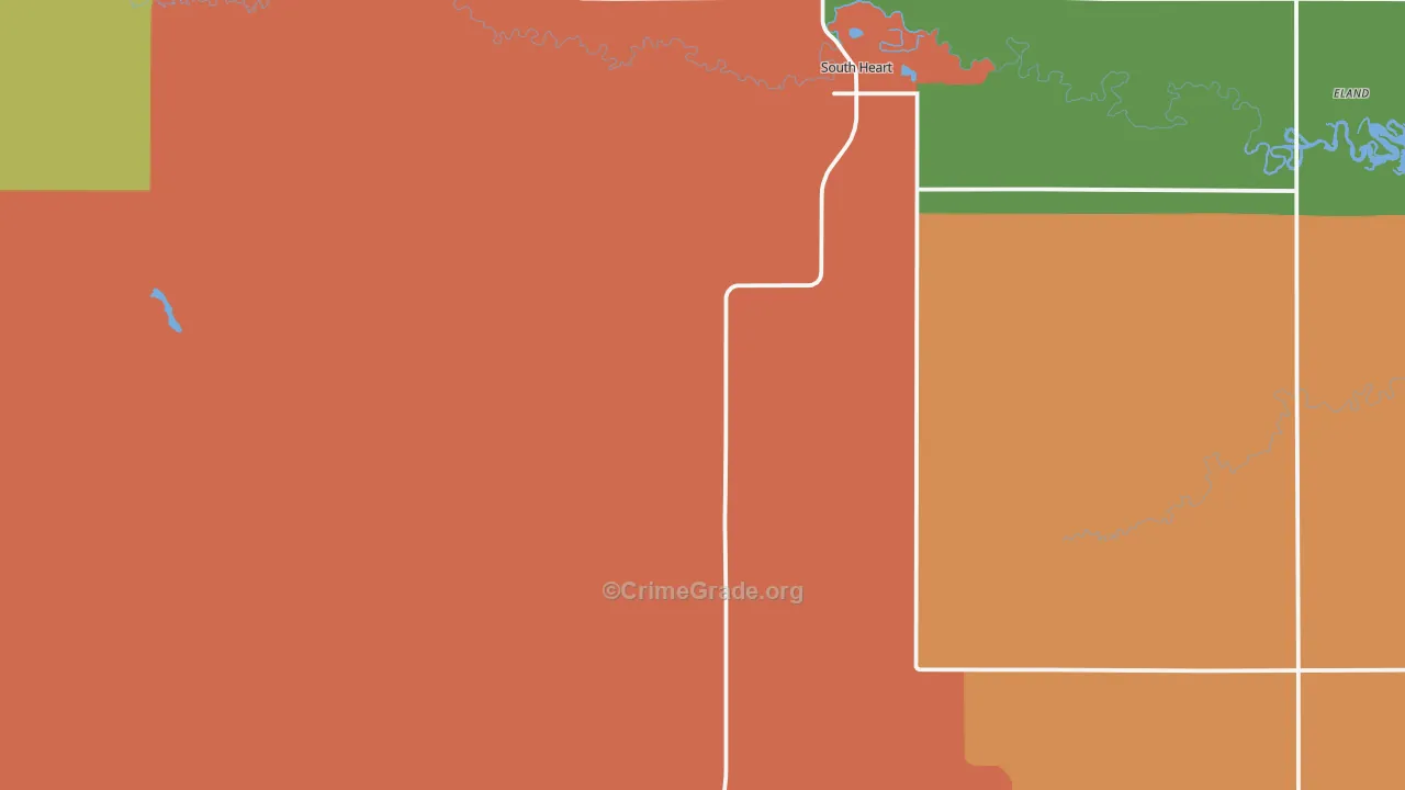 South Heart, ND Map of Robbery Rates