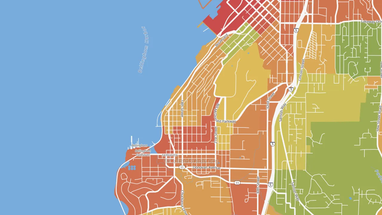 South Hill, Bellingham, WA Map of Robbery Rates