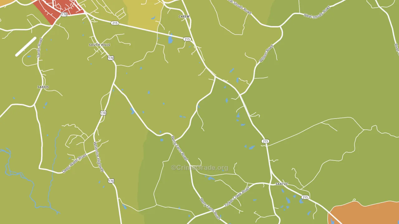 South Hills, SC Map of Robbery Rates