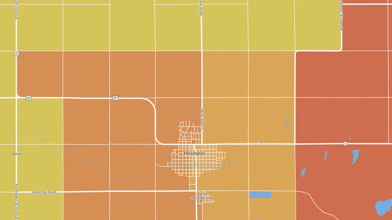 South Hoisington, KS Map of Robbery Rates